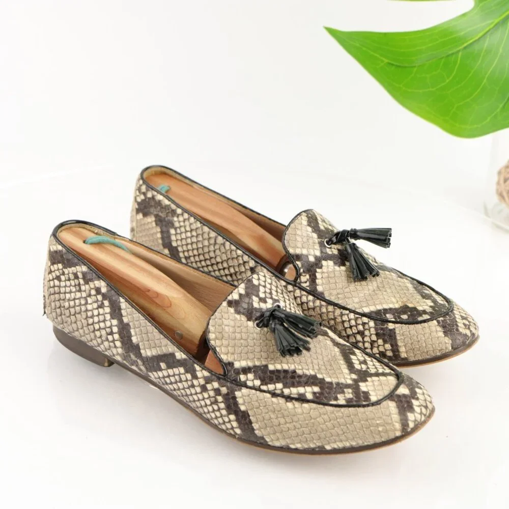 J Crew Womens Charlie Loafer Size 8 Brown Tasseled‎ Slip On Venetian Flat Shoe